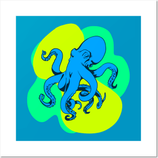 Neon Octopus Posters and Art